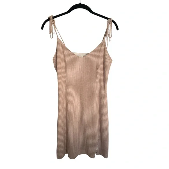 Abercrombie & Fitch Womens Size S Linen Blend Mini Summer Dress Tan Striped - Picture 5 of 11